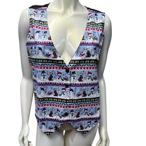 Nutcracker Extra Large Snowman Snowflake Vest Women's 90s
